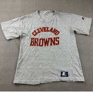 Vintage Starter T Shirt Men M Cleveland Browns Graphic Tee Grey Made‎ In USA NFL